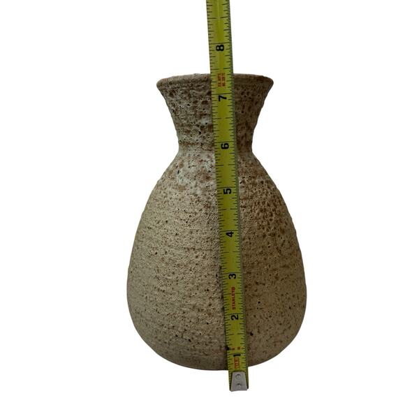 Vintage Studio Pottery Stoneware Vase Signed Modern Organic Neutral Home Decor - Picture 9 of 10